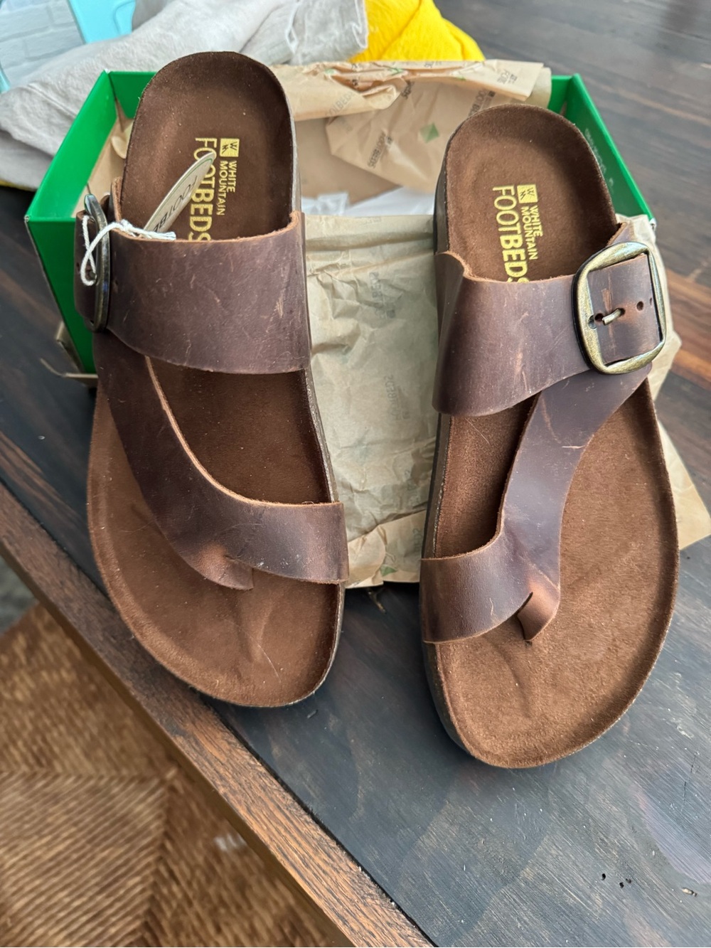 Brown Leather Footbed Sandals with Buckle